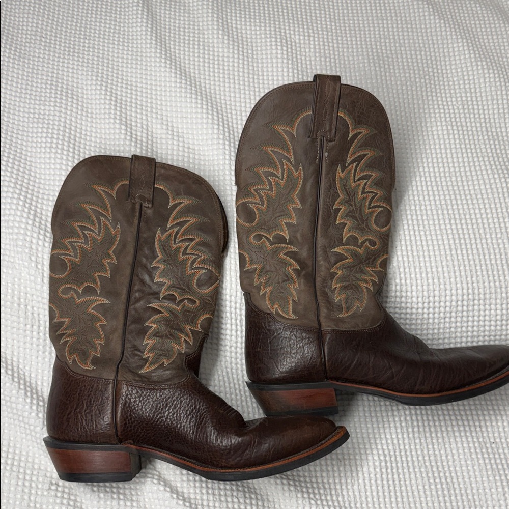 Tony Lama Vintage Brown Western Cowboy Boots - Size 12